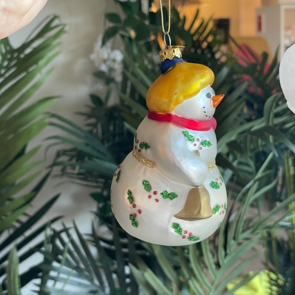 Glass Snowman Ornament with Gold Accents - Picture 3 of 6